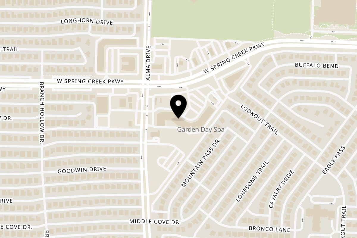 Map showing the location of Rajula's Kitchen Plano on 820 W Spring Creek Pkwy #304 in Plano