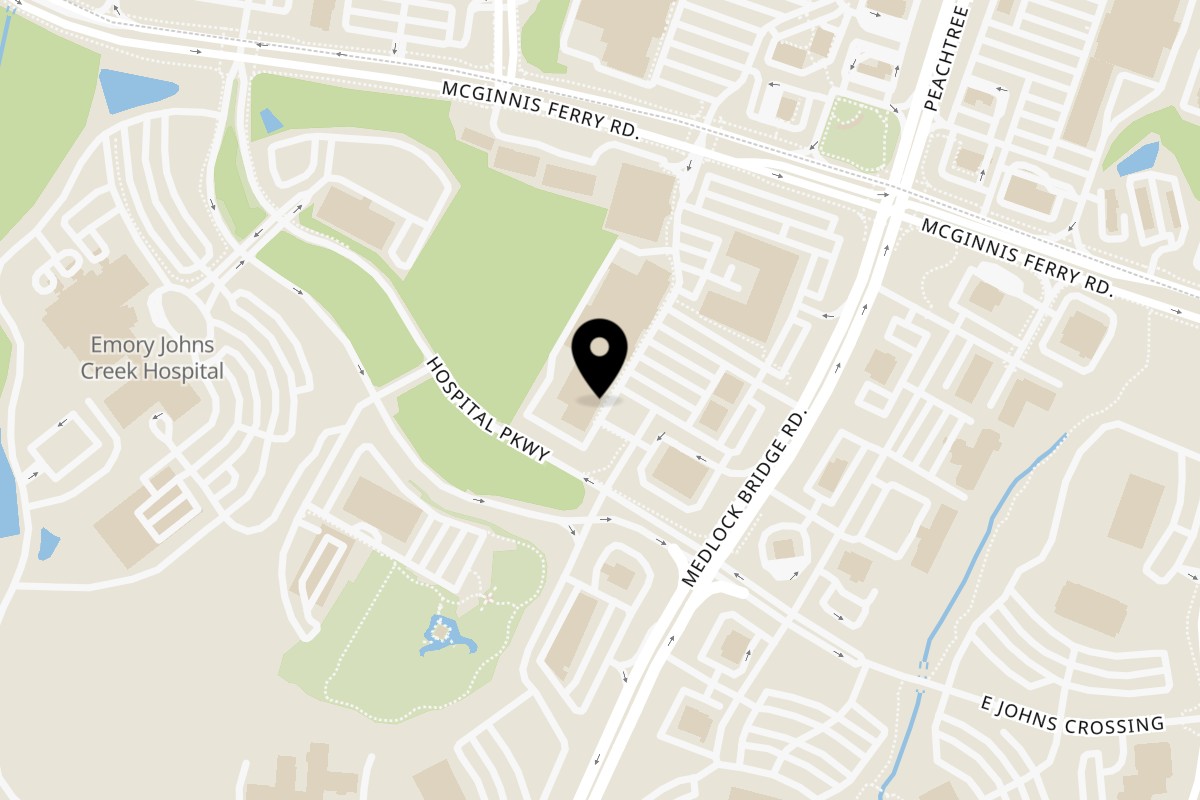 Map showing the location of Rajula's Kitchen Johns Creek on 11720 Medlock Bridge Rd #545 in Johns Creek